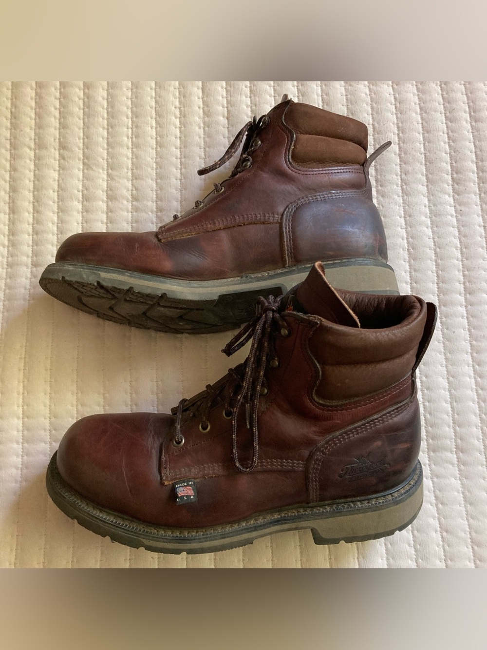 Thorogood Steel Toe Lace Up Work Boots Men’s 10.5 B Brown Leather USA Made